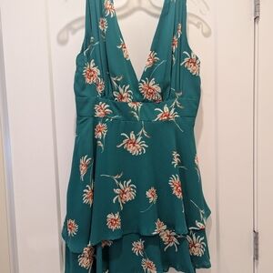 BB Dakota Teal Floral Midi Dress